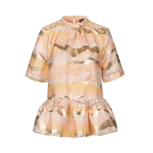 STINE GOYA Tops - NWT Stine Goya Tolu Blouse Top Shirt Womens Medium Orange Gold Peplum NEW